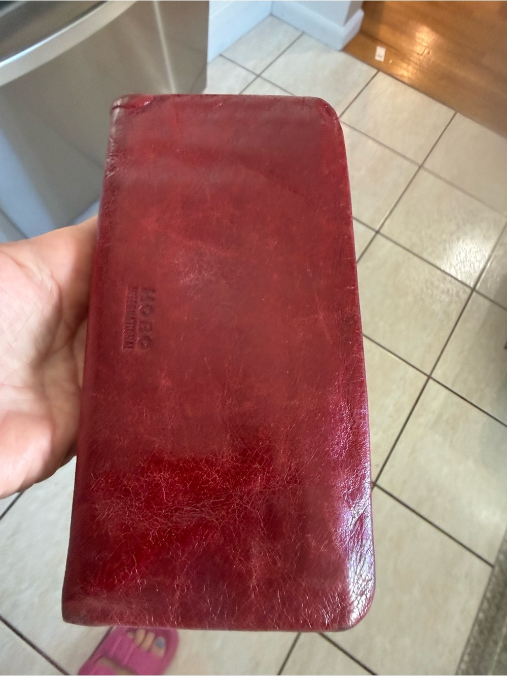 Vintage Hobo red leather wallet. Leather is beautiful .Inside wallet is perfect